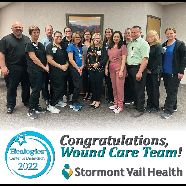 The wound care team at stormont vail health with their distinction recognition from healogics